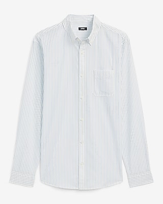 Regular Striped Cotton Long Sleeve Poplin Shirt
