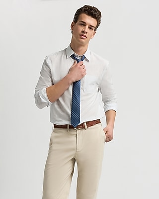 Regular Striped Cotton Long Sleeve Poplin Shirt