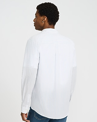 Regular Striped Cotton Long Sleeve Poplin Shirt