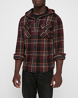 mens hooded flannel shirts