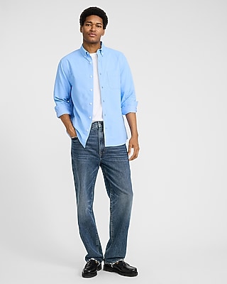 Regular Solid Cotton Long Sleeve Oxford Shirt