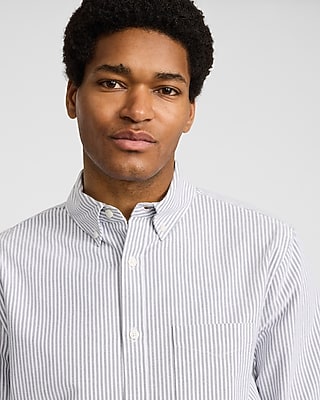 Regular Striped Cotton Long Sleeve Oxford Shirt