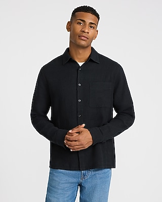 Textured Waffle Cotton Shirt | Express