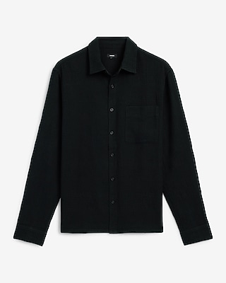 Textured Waffle Cotton Shirt