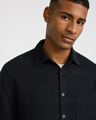 Textured Waffle Cotton Shirt