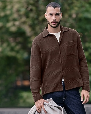 Textured Waffle Cotton Shirt