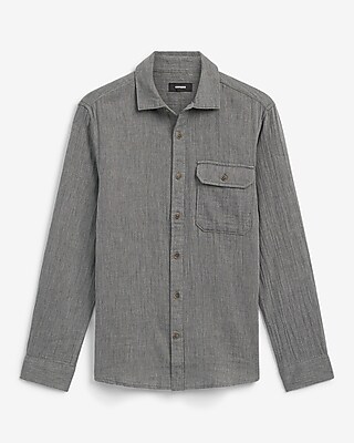 Grid Plaid Double Weave Shirt - image 4
