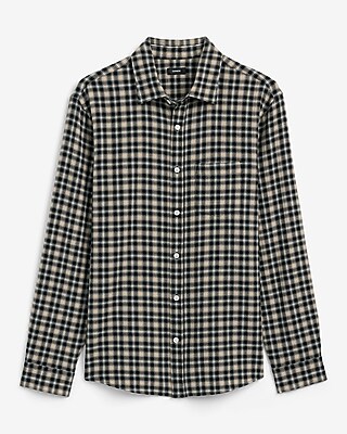 Textured Crinkle Plaid Shirt