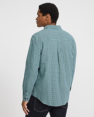 Plaid Double Button Pocket Stretch Flannel Shirt