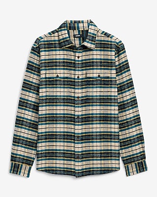 Plaid Brushed Cotton Double Pocket Shirt