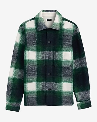 Plaid Double Patch Pocket Flannel Shirt Jacket