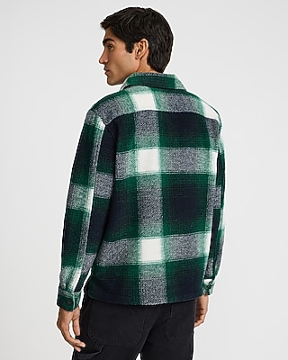 Plaid Double Patch Pocket Flannel Shirt Jacket
