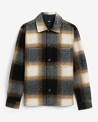 Plaid Double Patch Pocket Flannel Shirt Jacket