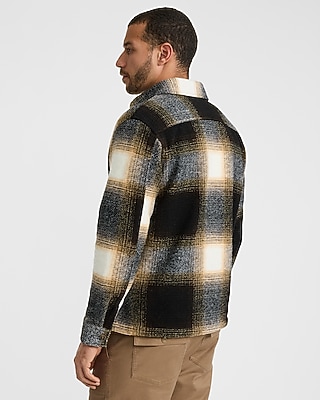 Plaid Double Patch Pocket Flannel Shirt Jacket