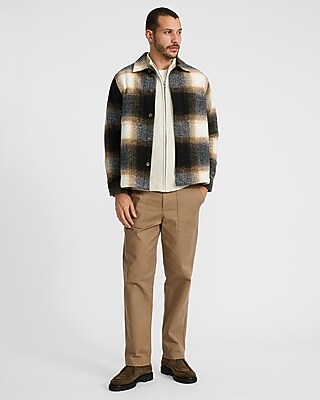 Plaid Double Patch Pocket Flannel Shirt Jacket