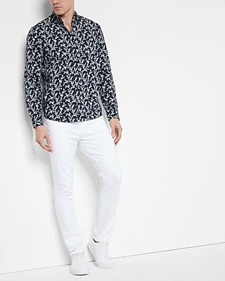 Slim Floral Stretch Cotton Shirt