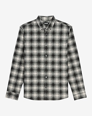 Slim Plaid Stretch Corduroy Shirt