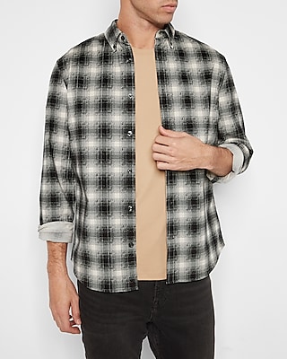 Slim Plaid Stretch Corduroy Shirt