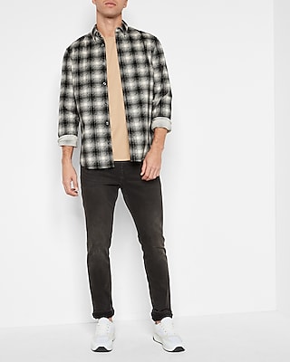Slim Plaid Stretch Corduroy Shirt
