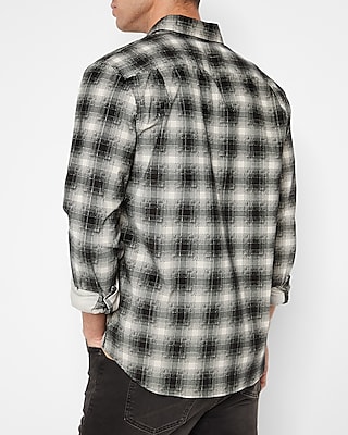 Slim Plaid Stretch Corduroy Shirt