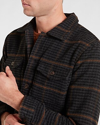 houndstooth lined shirt jacket