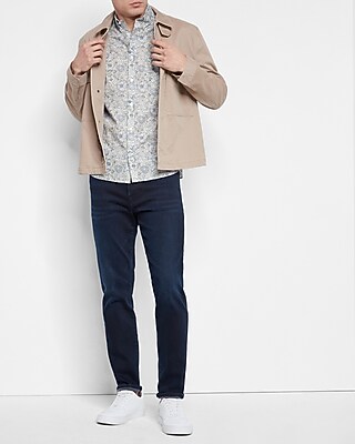 Slim Floral Stretch Cotton Shirt