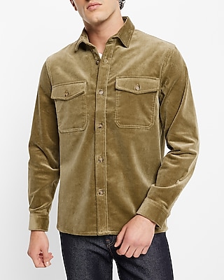 Solid Corduroy Shirt Jacket Men's S