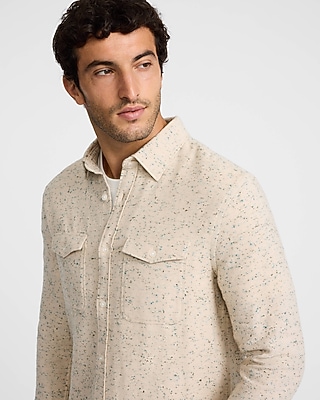 Marled Brushed Cotton Double Button Pocket Shirt