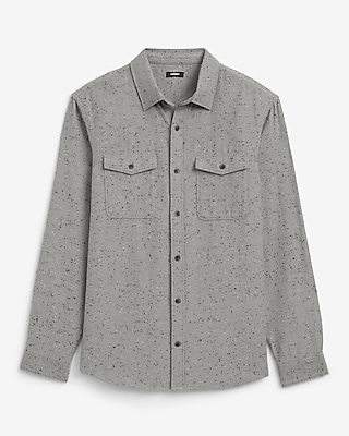 Marled Brushed Cotton Double Button Pocket Shirt