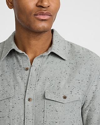 Marled Brushed Cotton Double Button Pocket Shirt