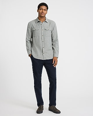 Marled Brushed Cotton Double Button Pocket Shirt