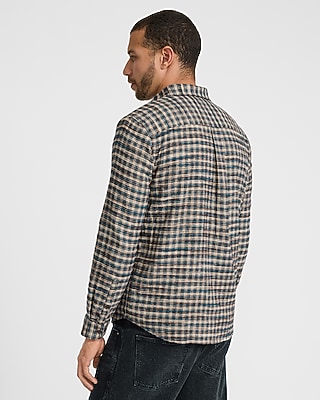 Grid Plaid Cotton Patch Pocket Flannel Shirt - image 2
