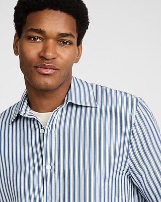 Textured Striped Long Sleeve Shirt