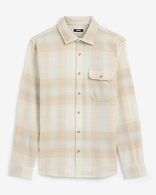 Plaid Cotton Button Pocket Sweater Flannel Shirt