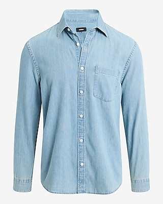 Light Wash Pocket Denim Shirt