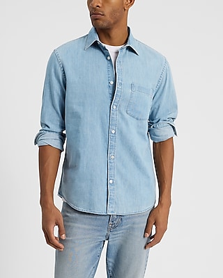 Light Wash Pocket Denim Shirt