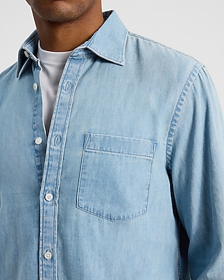 Light Wash Pocket Denim Shirt