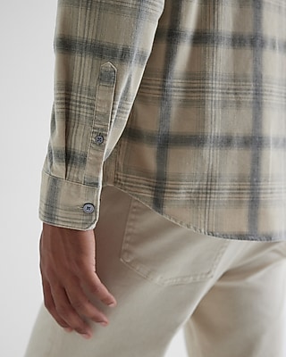 Plaid Stretch Corduroy Shirt