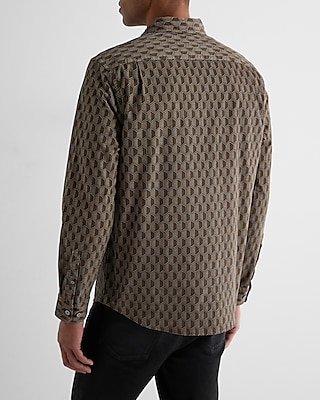 Hexagon Geo Print Stretch Corduroy Shirt