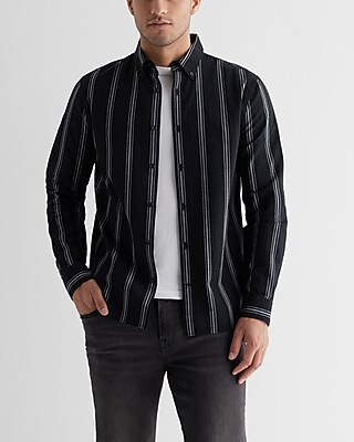 EX LS SEERSUCKER JEFFERSON STRIPE 8379:TRUE WHITE:L TALL