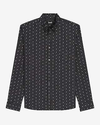Slim Geo Print Stretch Cotton Shirt