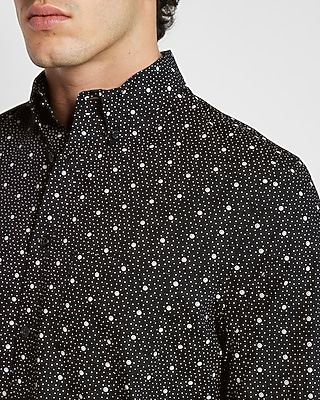 Slim Geo Print Stretch Cotton Shirt