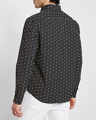 Slim Geo Print Stretch Cotton Shirt