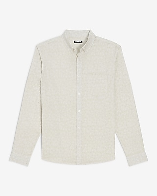 Slim Dot Print Stretch Cotton Shirt