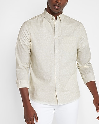 Slim Dot Print Stretch Cotton Shirt
