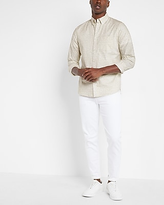 Slim Dot Print Stretch Cotton Shirt