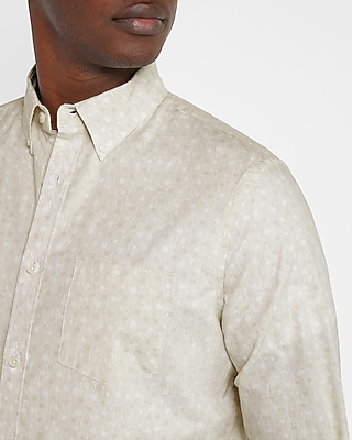 Slim Dot Print Stretch Cotton Shirt