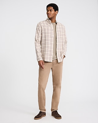 Grid Plaid Patch Pocket Stretch Flannel Shirt