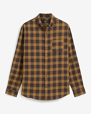 Grid Plaid Patch Pocket Stretch Flannel Shirt - image 5
