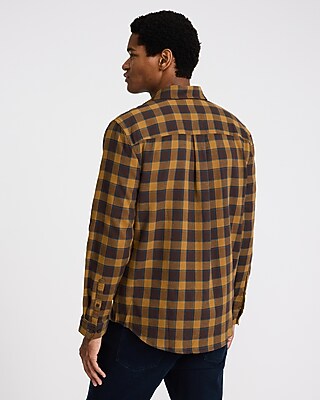Grid Plaid Patch Pocket Stretch Flannel Shirt - image 3